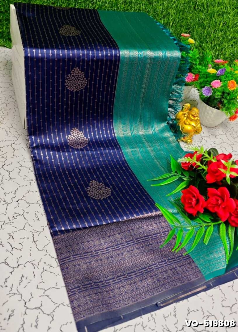 Traditional vaira oosi silk saree - perfect for weddings & festivals - NAVY COLOUR (1)