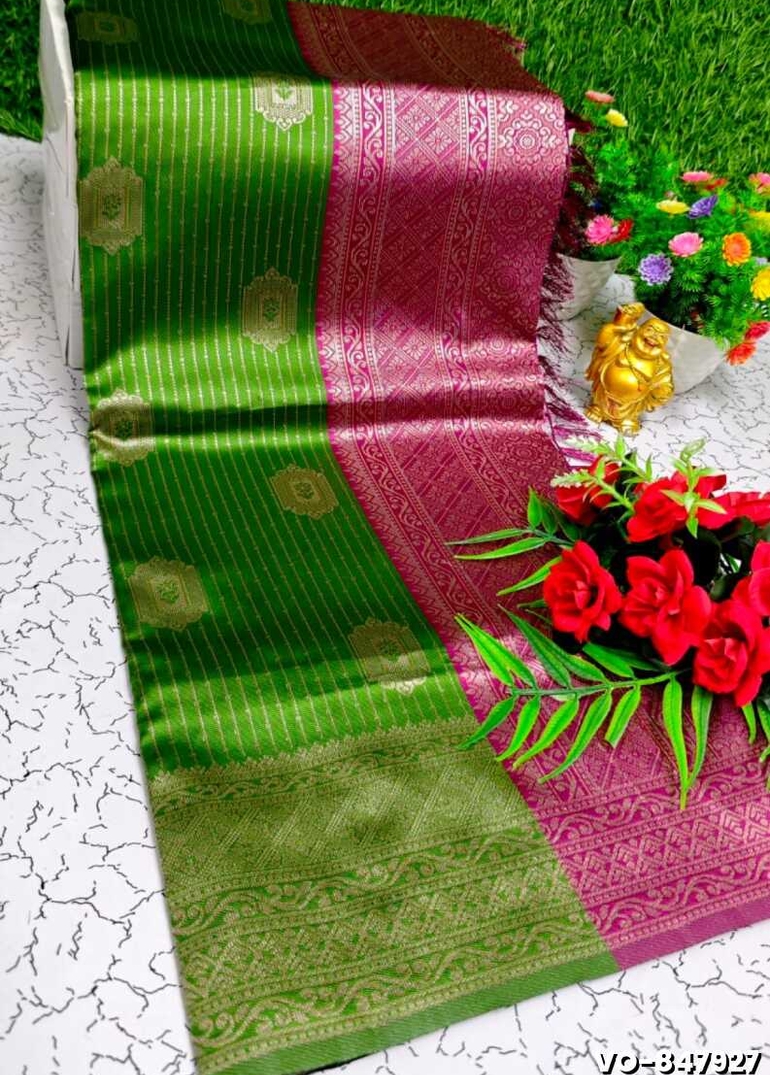 Traditional vaira oosi silk saree - perfect for weddings & festivals - MEHENDHI GREEN (2)