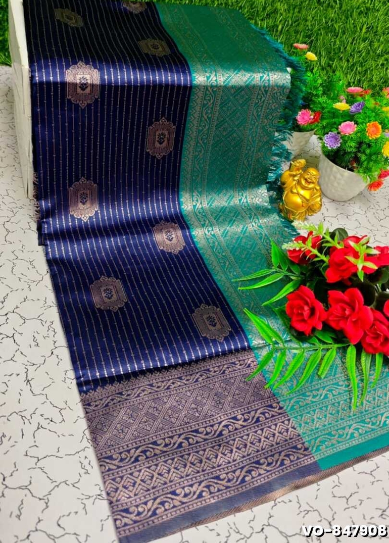 Traditional vaira oosi silk saree - perfect for weddings & festivals - NAVY COLOUR (2)