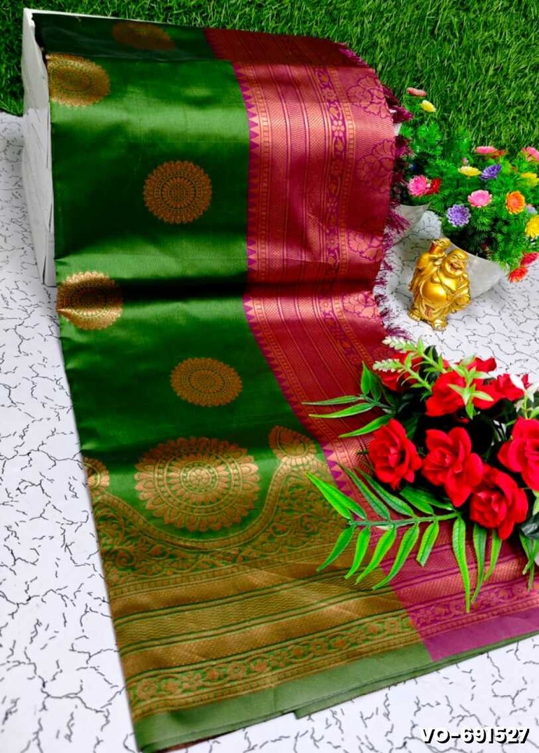 Traditional vaira oosi silk saree - perfect for weddings & festivals - MEHENDHI GREEN (3)
