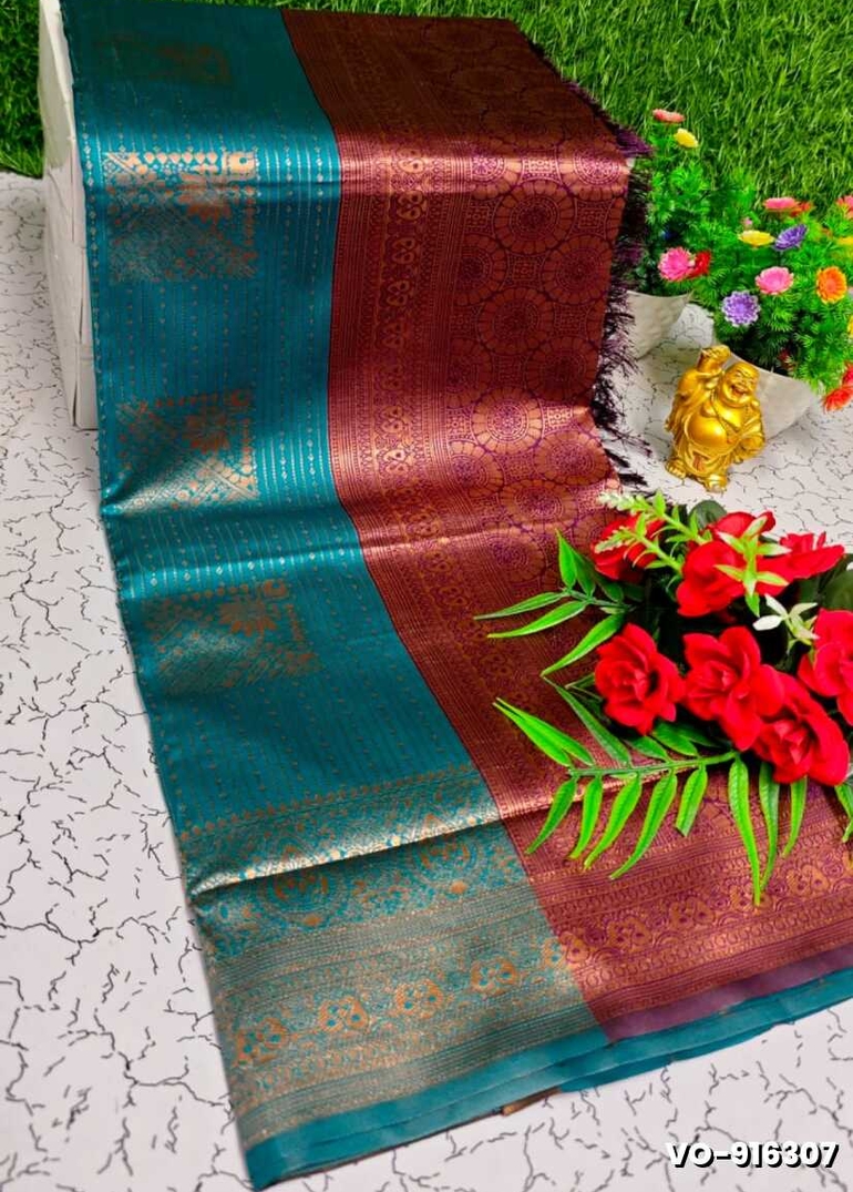 Traditional vaira oosi silk saree - perfect for weddings & festivals - TEAL COLOUR (6)