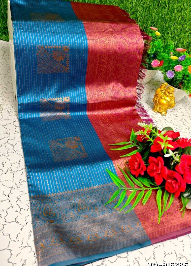 Traditional vaira oosi silk saree - perfect for weddings & festivals - BLUE SHADE