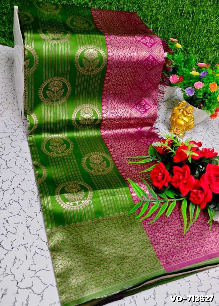Traditional vaira oosi silk saree - perfect for weddings & festivals - MEHENDHI GREEN (5)