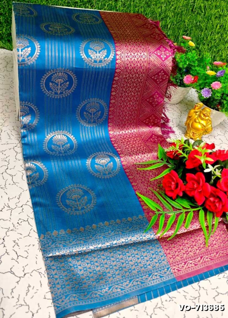 Traditional vaira oosi silk saree - perfect for weddings & festivals - BLUE SHADE (1)