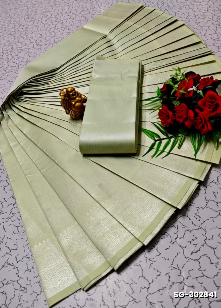 All over body running simple & elegant kubera pattu saree - LIGHT GREEN