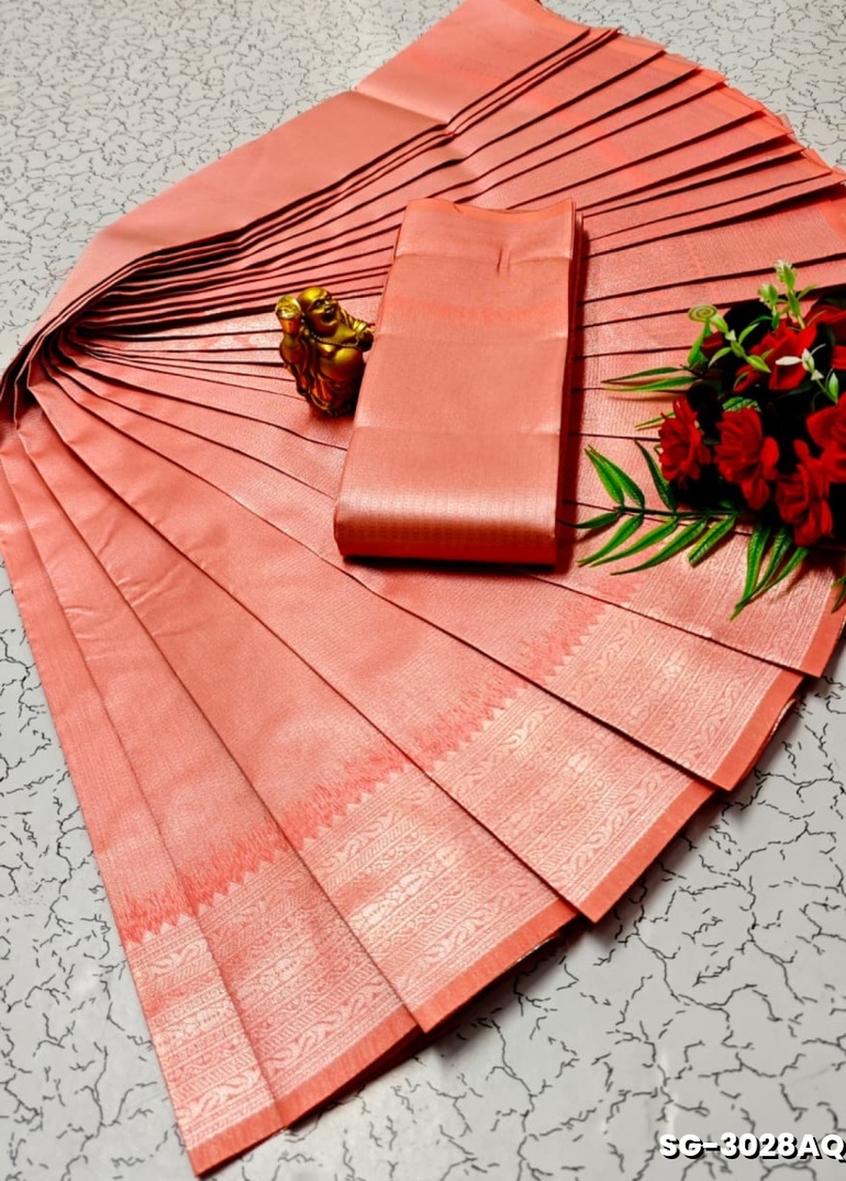 All over body running simple & elegant kubera pattu saree - LITE PEACH