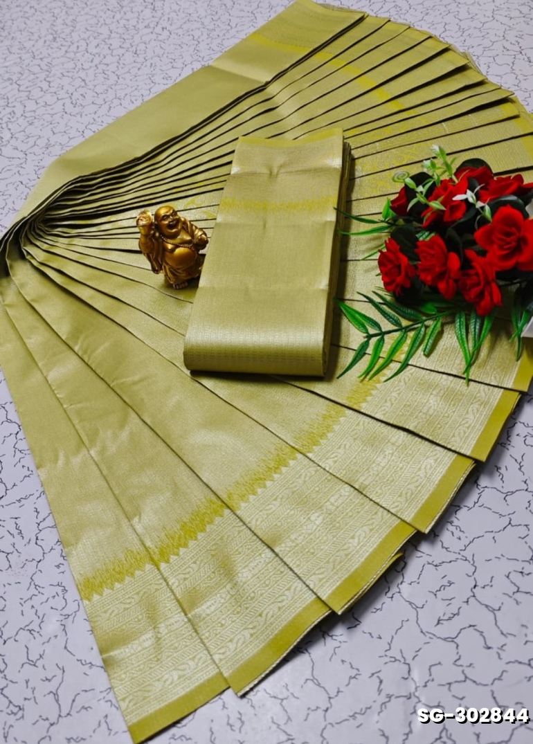 All over body running simple & elegant kubera pattu saree - LIGHT YELLOW