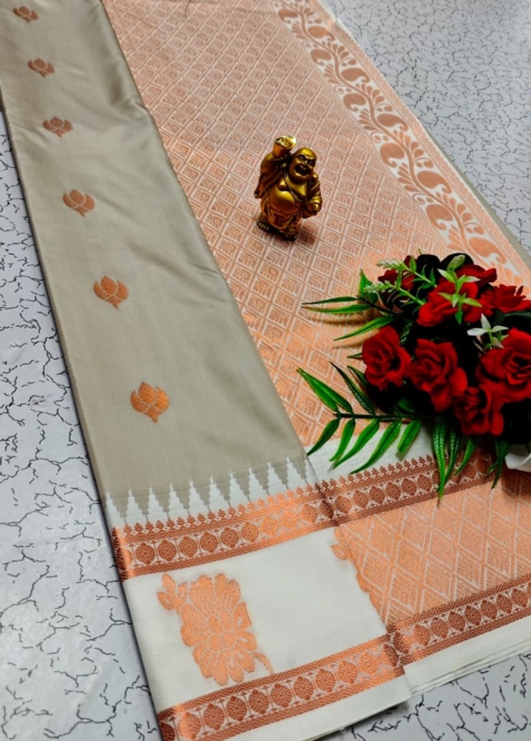 A "Retta Petta" soft silk saree with Rich Pallu and Blouse - CHOCOLATE COLOR
