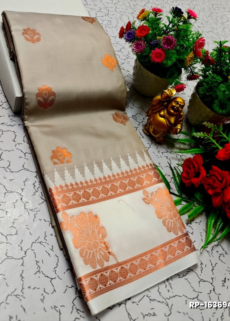 A "Retta Petta" soft silk saree with Rich Pallu and Blouse - CHOCOLATE COLOR