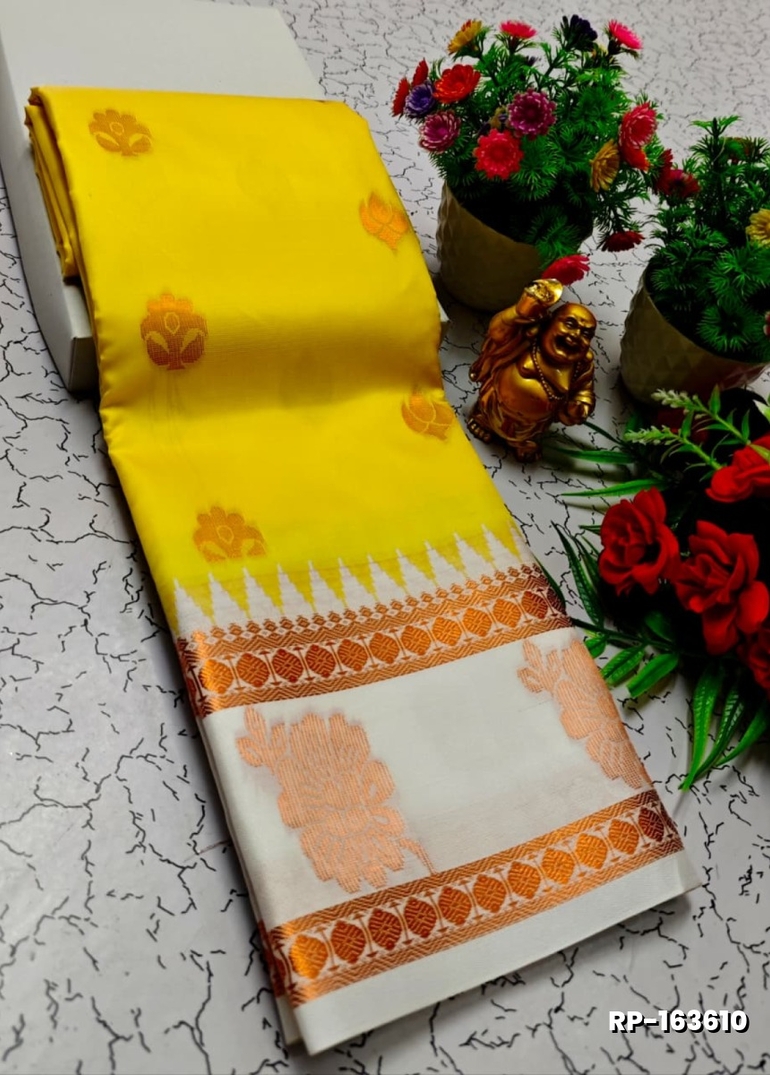 A "Retta Petta" soft silk saree with Rich Pallu and Blouse - YELLOW