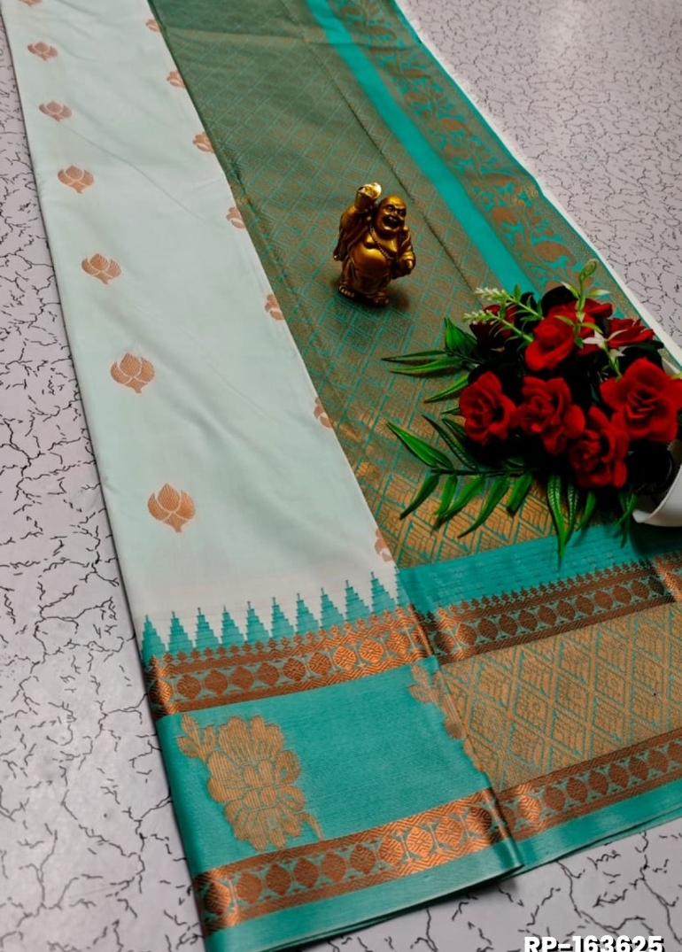 A "Retta Petta" soft silk saree with Rich Pallu and Blouse - WHITE