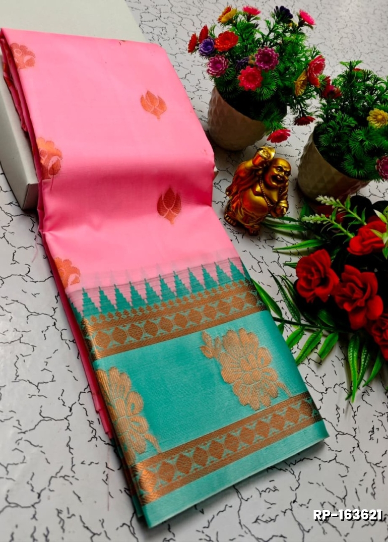 A "Retta Petta" soft silk saree with Rich Pallu and Blouse - BABY PINK