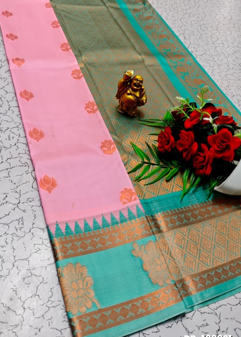 A "Retta Petta" soft silk saree with Rich Pallu and Blouse - BABY PINK