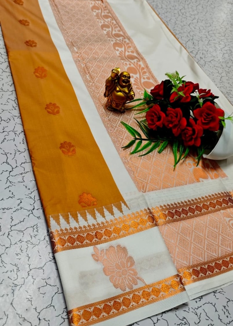 A "Retta Petta" soft silk saree with Rich Pallu and Blouse - GOLDEN