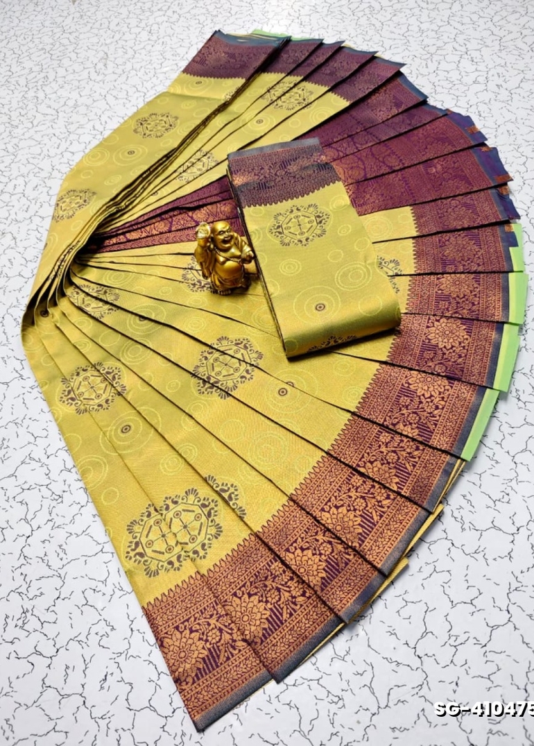 Premium kubera pattu saree rapier fancy  light weight silk type sarees function wear - LEMON COLOUR