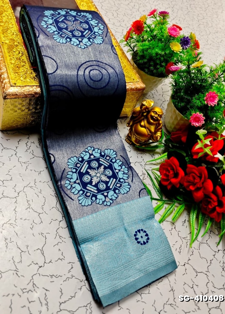 Premium kubera pattu saree rapier fancy  light weight silk type sarees function wear - NAVY COLOUR