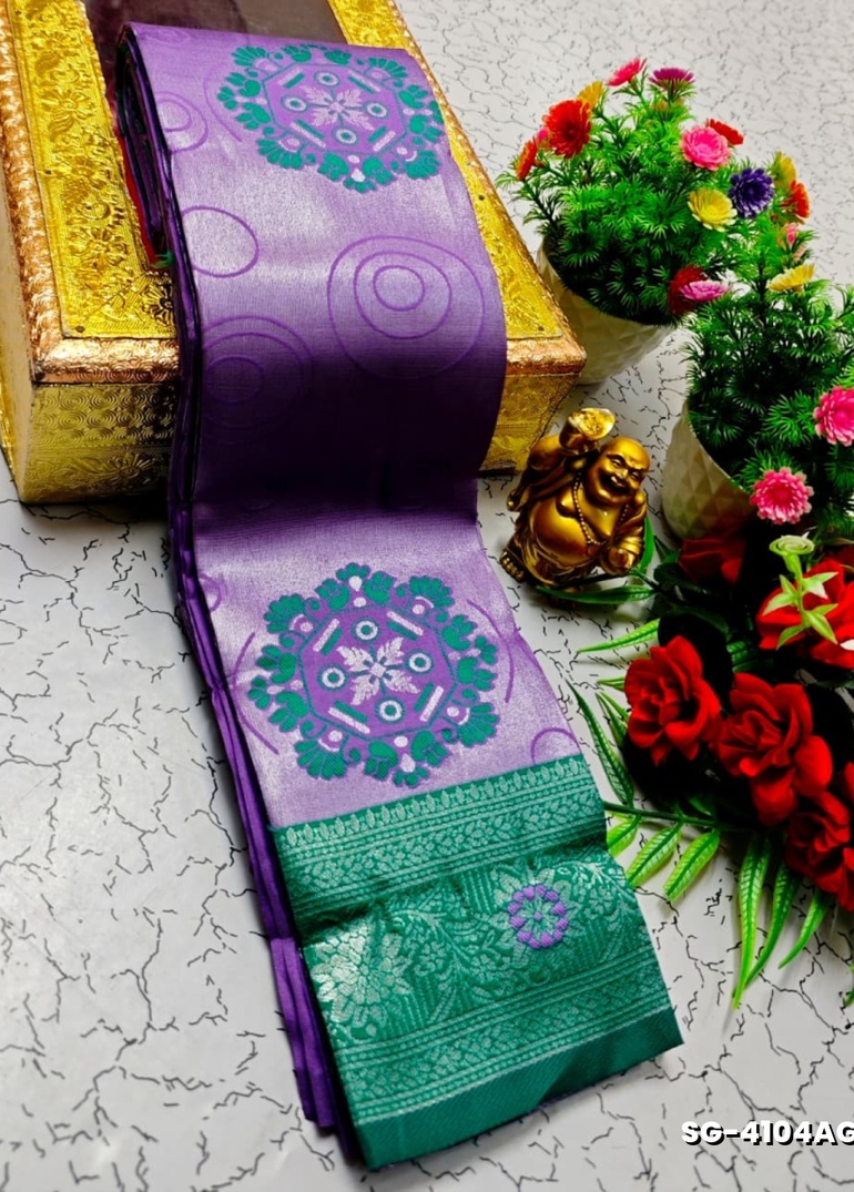 Premium kubera pattu saree rapier fancy  light weight silk type sarees function wear - LAVENDER DARK