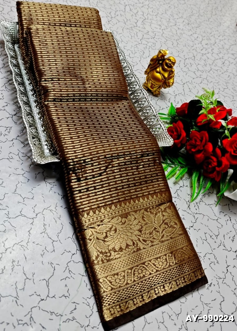Ayusha Pattu Saree  Pure Silk with Grand Zari Work - COFEE COLOR