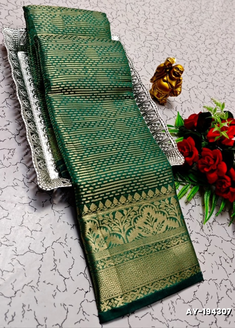 Ayusha Pattu Saree  Pure Silk with Grand Zari Work - TEAL COLOUR