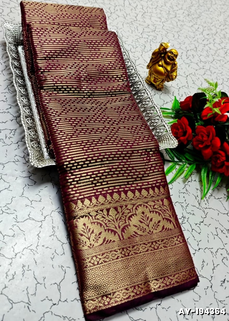 Ayusha Pattu Saree  Pure Silk with Grand Zari Work - BROWN COLOUR (1)
