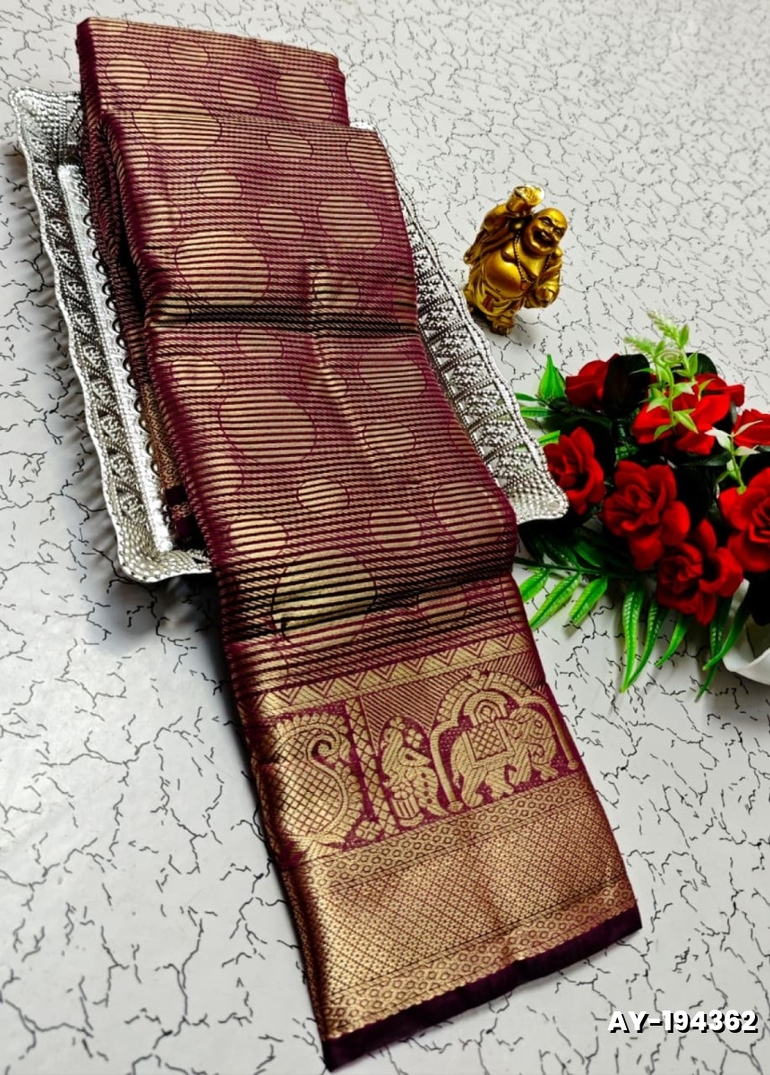Ayusha Pattu Saree  Pure Silk with Grand Zari Work - MAROON COLOR (1)