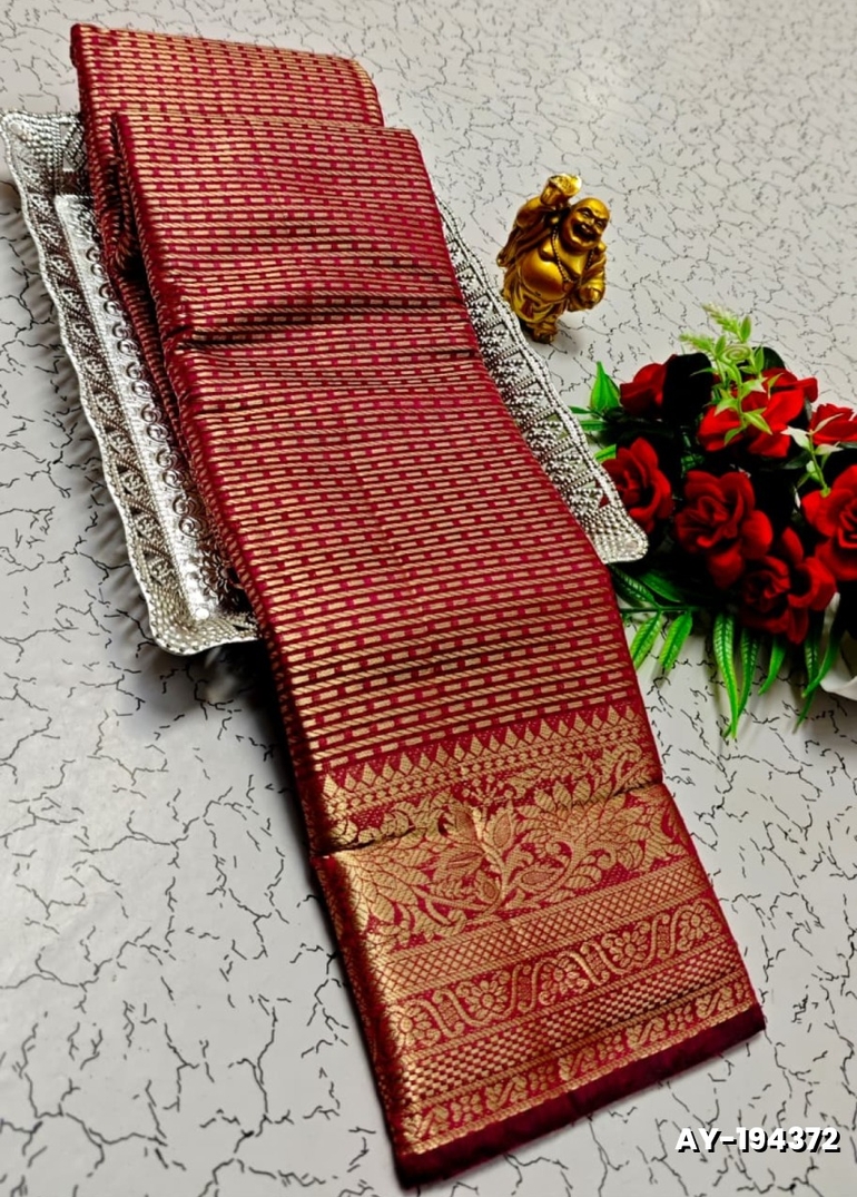Ayusha Pattu Saree  Pure Silk with Grand Zari Work - CORAL COLOUR