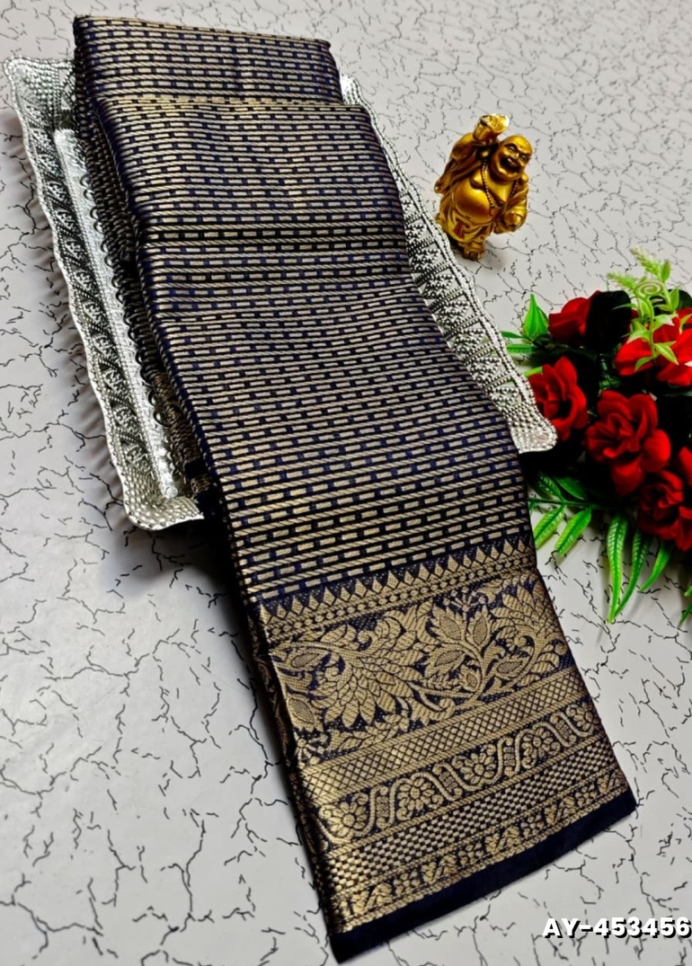 Ayusha Pattu Saree  Pure Silk with Grand Zari Work - NORMAL  BLUE