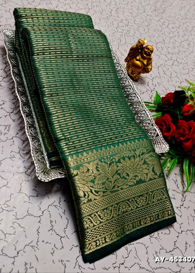 Ayusha Pattu Saree  Pure Silk with Grand Zari Work - TEAL COLOUR (1)