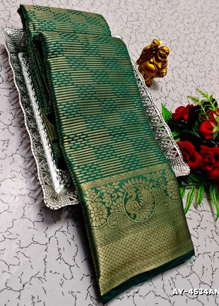 Ayusha Pattu Saree  Pure Silk with Grand Zari Work - TEAL (1)