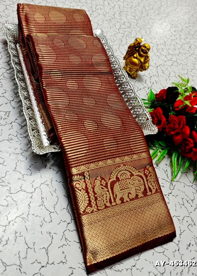 Ayusha Pattu Saree  Pure Silk with Grand Zari Work - MAROON COLOR (2)