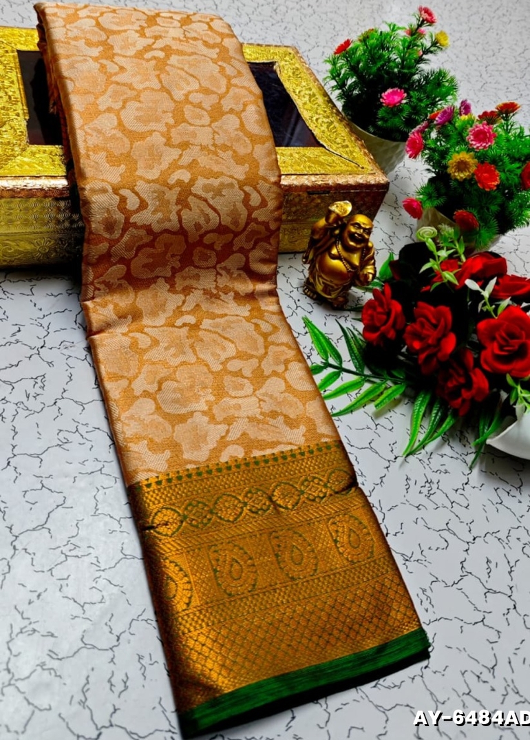 Ayusha Pattu Saree  Pure Silk with Grand Zari Work - DARK GOLD