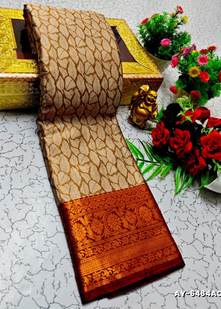 Ayusha Pattu Saree  Pure Silk with Grand Zari Work - LIGHT GOLD