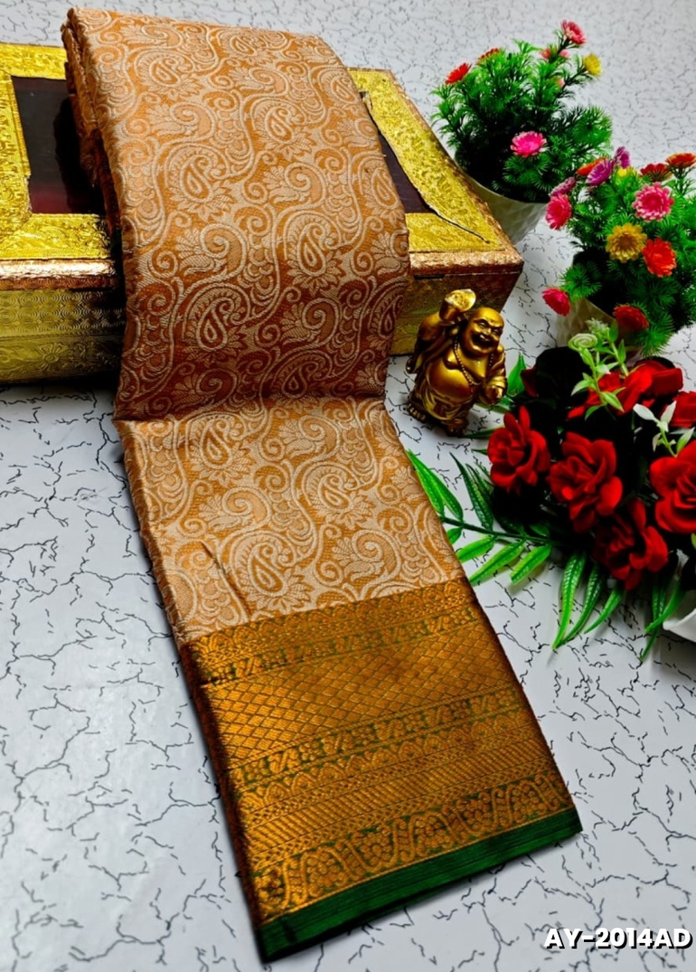 Ayusha Pattu Saree  Pure Silk with Grand Zari Work - DARK GOLD (1)