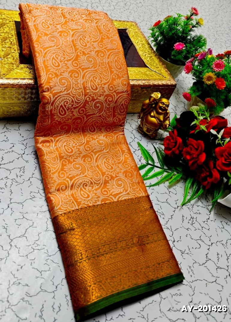 Ayusha Pattu Saree  Pure Silk with Grand Zari Work - ORANGE N (1)