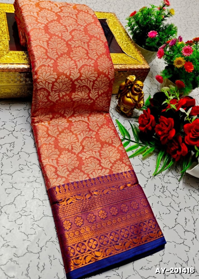Ayusha Pattu Saree  Pure Silk with Grand Zari Work - PEACH (3)