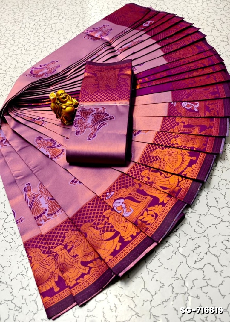 Premium kubera pattu saree rapier fancy  light weight silk pallakku design saree - LEVENDOR