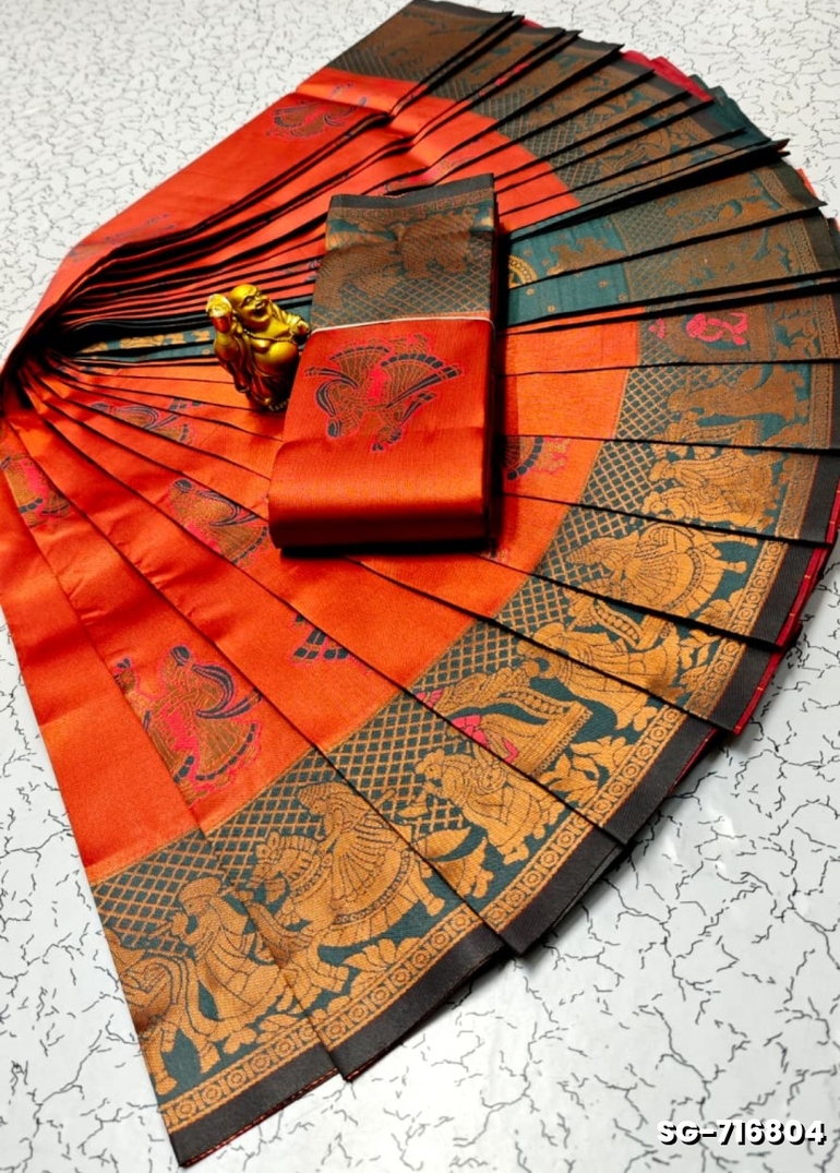 Premium kubera pattu saree rapier fancy  light weight silk pallakku design saree - RED