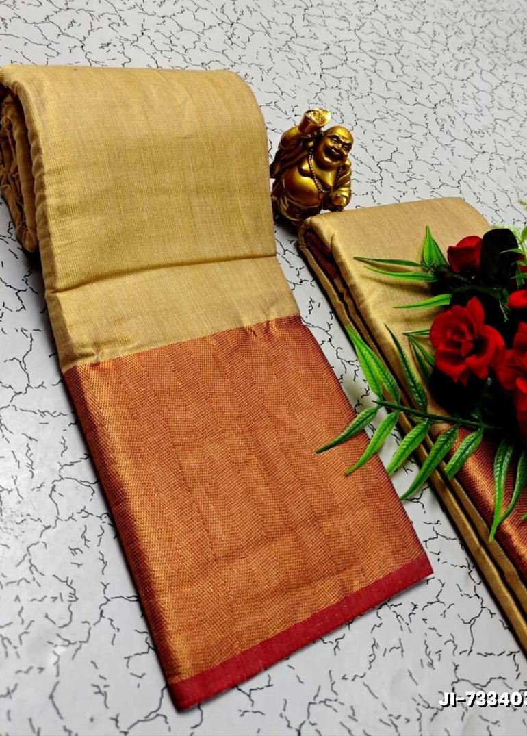 Jyothika inspired trending linen tissue type silk sarees - GOLD (2)