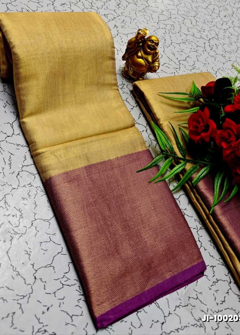 Jyothika inspired trending linen tissue type silk sarees - GOLD (3)