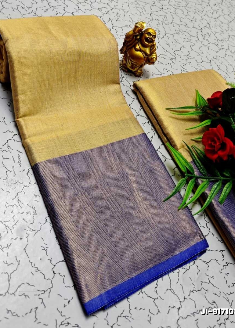 Jyothika inspired trending linen tissue type silk sarees - GOLD (4)