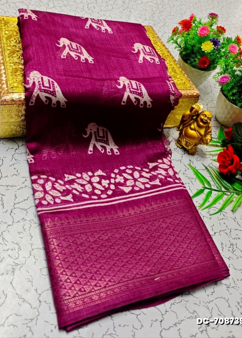 Dailywear cotton sarees all over body elephant designpattern design premium look lightweight comfortable wear - VADAMALLI