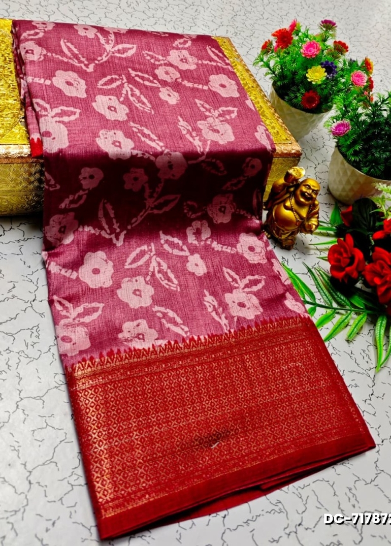 Dailywear cotton sarees all over body flower designpattern design premium look lightweight comfortable wear - CORAL COLOUR