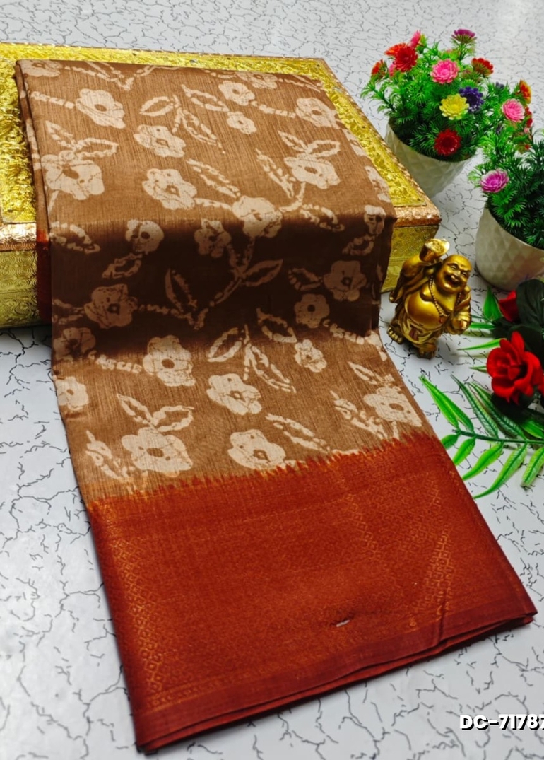 Dailywear cotton sarees all over body flower designpattern design premium look lightweight comfortable wear - BRONCE COLOUR (1)
