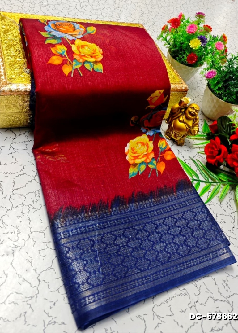Dailywear cotton sarees all over body flower designpattern design premium look lightweight comfortable wear - MAROON COLOR