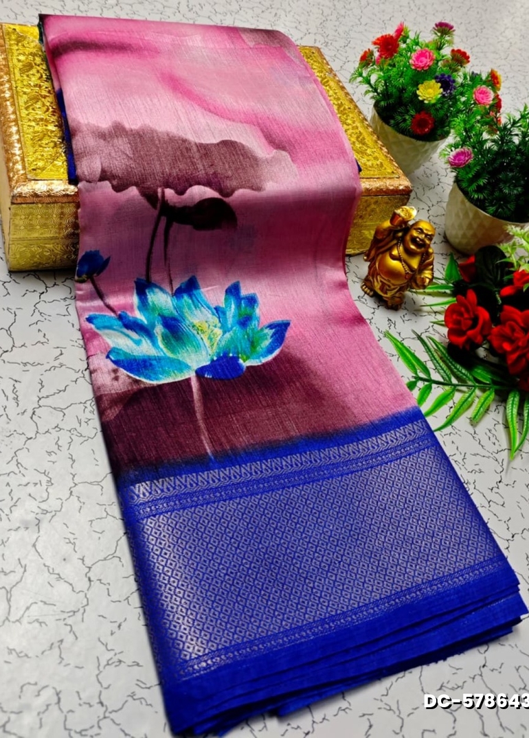 Dailywear cotton sarees all over body flower designpattern design premium look lightweight comfortable wear - LIGHT PINK