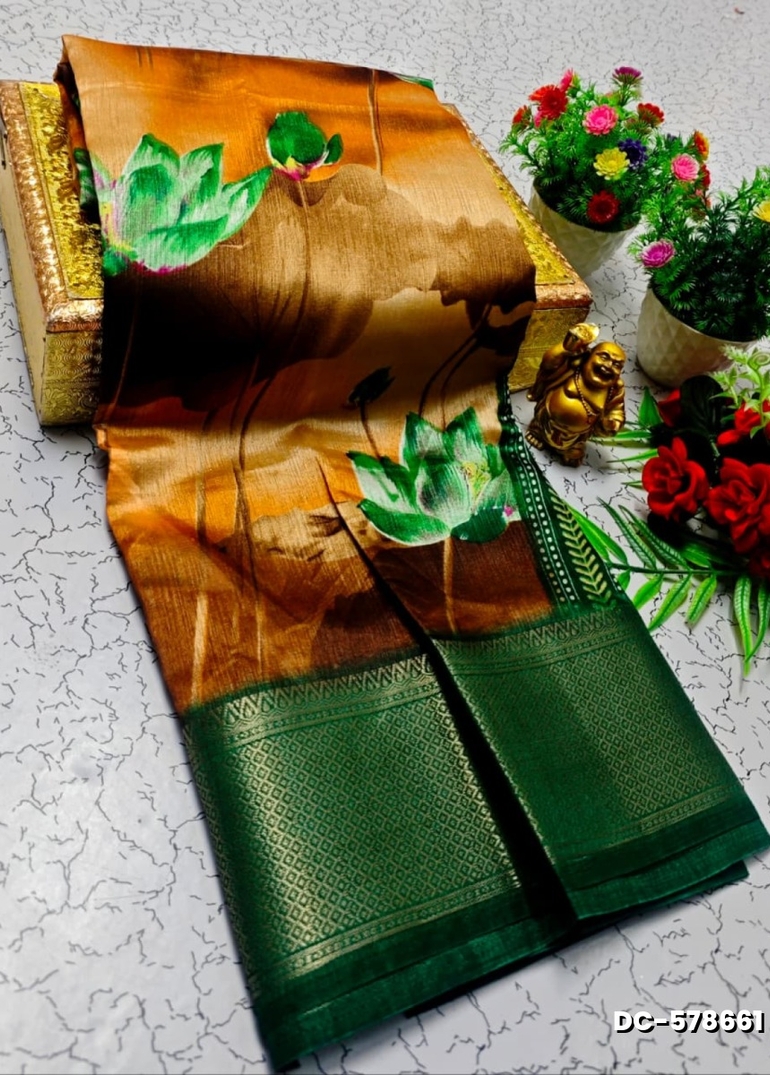 Dailywear cotton sarees all over body flower designpattern design premium look lightweight comfortable wear - YELLOW COLOR