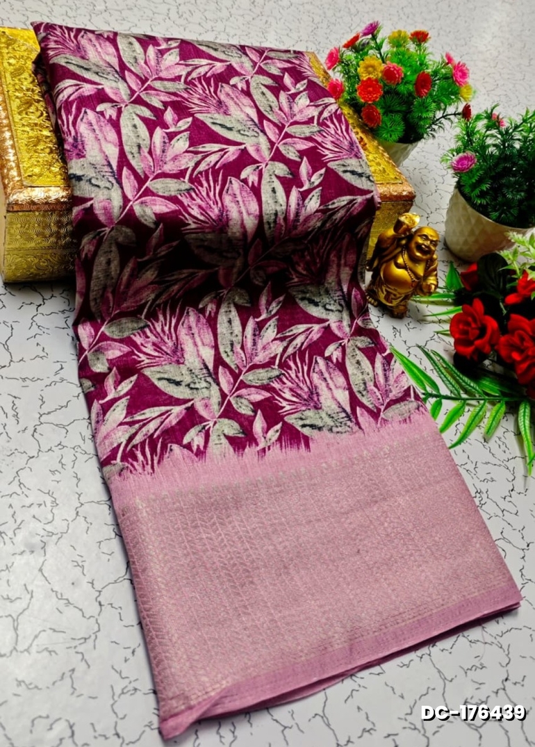 Dailywear cotton sarees all over body leaf designpattern design premium look lightweight comfortable wear - VADAMALLI