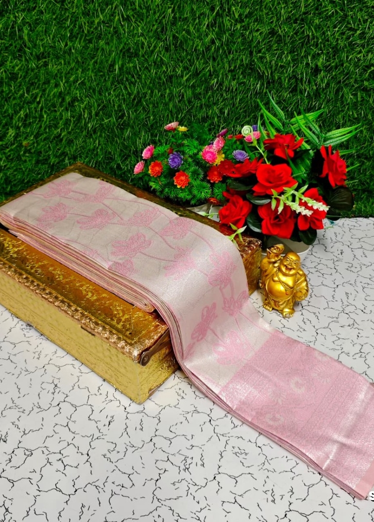 Premium kubera pattu saree rapier fancy  light weight silk type sarees function wear - BABY PINK (4)