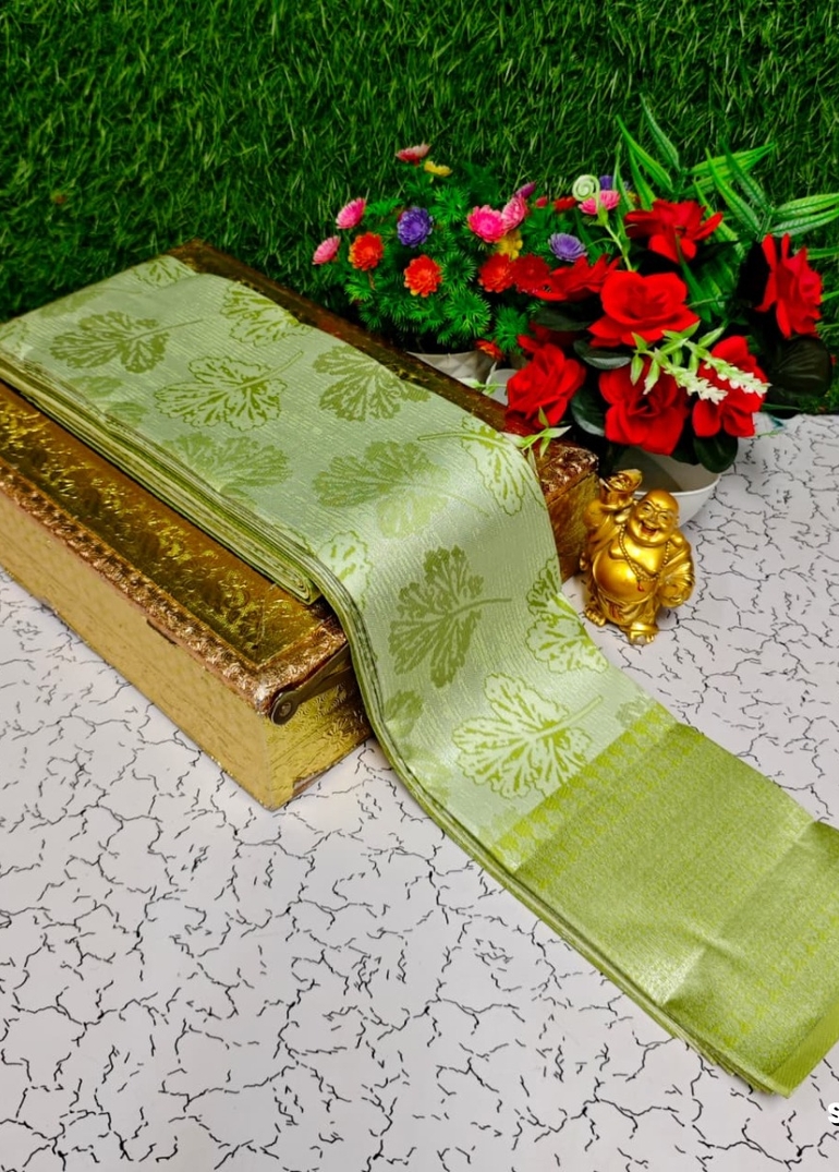 Premium kubera pattu saree rapier fancy  light weight silk type sarees function wear - LITE GREEN (3)