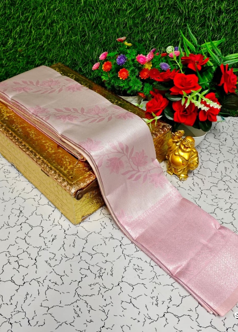 Premium kubera pattu saree rapier fancy  light weight silk type sarees function wear - BABY PINK (5)